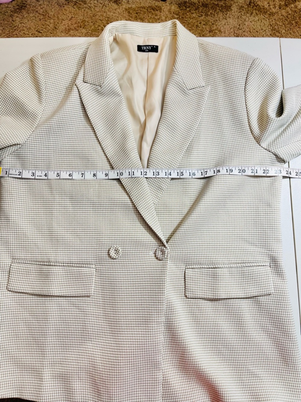 TRNY Houndstooth Single-Button Blazer Suit Jacket Women XL Old Money Preppy - Picture 6 of 8